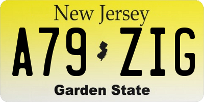 NJ license plate A79ZIG