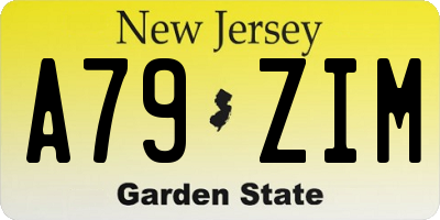 NJ license plate A79ZIM