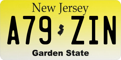 NJ license plate A79ZIN