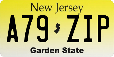 NJ license plate A79ZIP