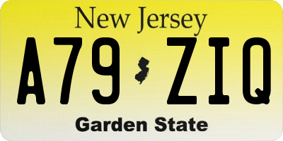 NJ license plate A79ZIQ