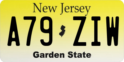 NJ license plate A79ZIW