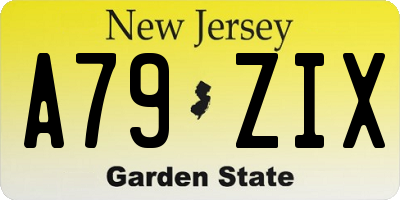 NJ license plate A79ZIX