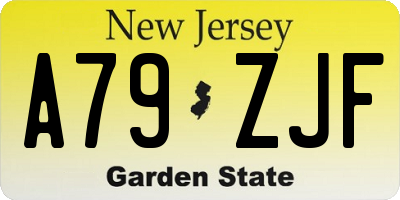 NJ license plate A79ZJF