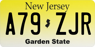 NJ license plate A79ZJR