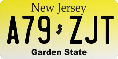 NJ license plate A79ZJT