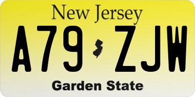 NJ license plate A79ZJW