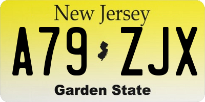 NJ license plate A79ZJX