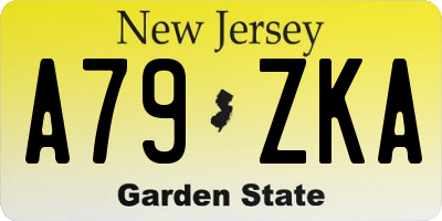 NJ license plate A79ZKA