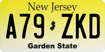 NJ license plate A79ZKD