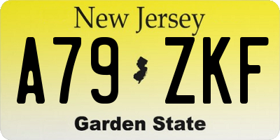 NJ license plate A79ZKF