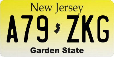 NJ license plate A79ZKG