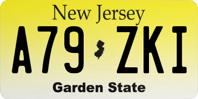 NJ license plate A79ZKI