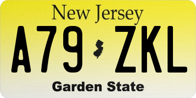 NJ license plate A79ZKL