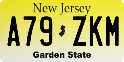 NJ license plate A79ZKM