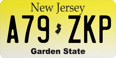 NJ license plate A79ZKP