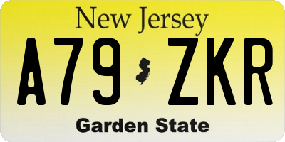 NJ license plate A79ZKR