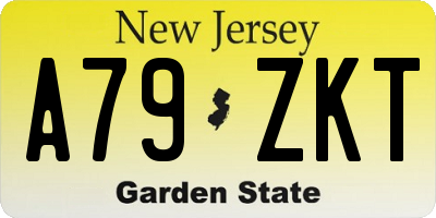 NJ license plate A79ZKT