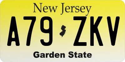 NJ license plate A79ZKV
