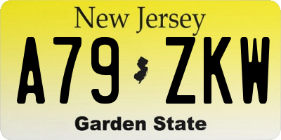 NJ license plate A79ZKW