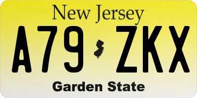NJ license plate A79ZKX