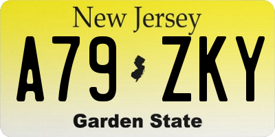 NJ license plate A79ZKY