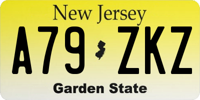 NJ license plate A79ZKZ
