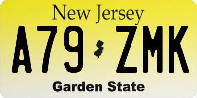 NJ license plate A79ZMK