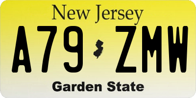 NJ license plate A79ZMW