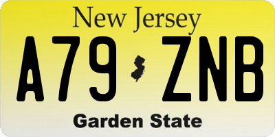 NJ license plate A79ZNB
