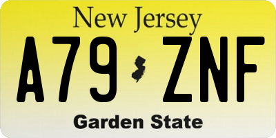 NJ license plate A79ZNF