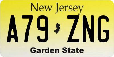 NJ license plate A79ZNG