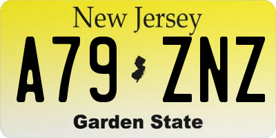 NJ license plate A79ZNZ