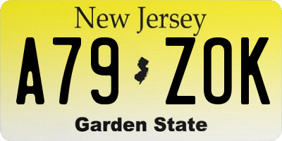 NJ license plate A79ZOK