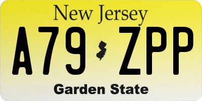 NJ license plate A79ZPP