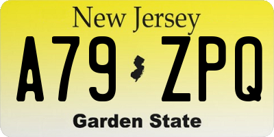 NJ license plate A79ZPQ