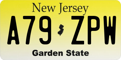 NJ license plate A79ZPW