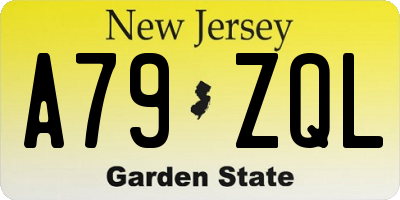 NJ license plate A79ZQL
