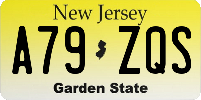 NJ license plate A79ZQS