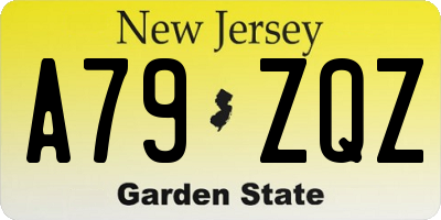 NJ license plate A79ZQZ