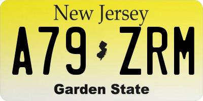 NJ license plate A79ZRM