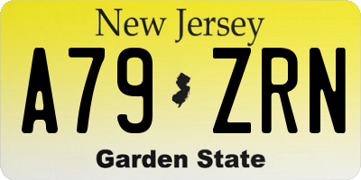 NJ license plate A79ZRN