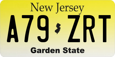 NJ license plate A79ZRT