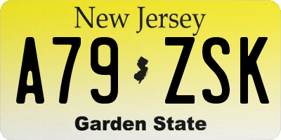NJ license plate A79ZSK