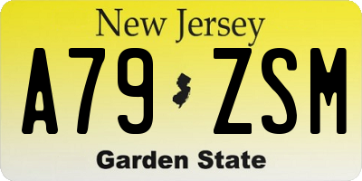 NJ license plate A79ZSM