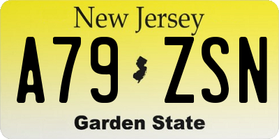 NJ license plate A79ZSN