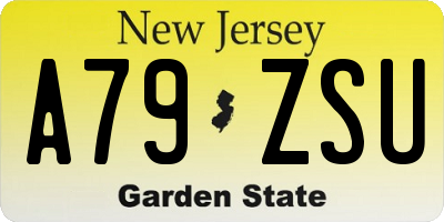 NJ license plate A79ZSU