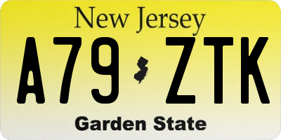 NJ license plate A79ZTK