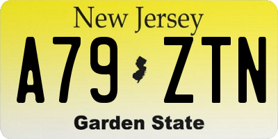 NJ license plate A79ZTN