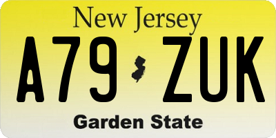 NJ license plate A79ZUK